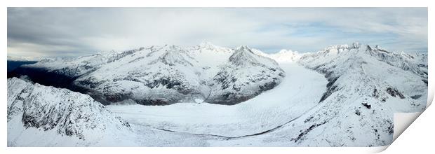 Aletsch Glacier Aerial in Winter Switzerland Print by Sonny Ryse