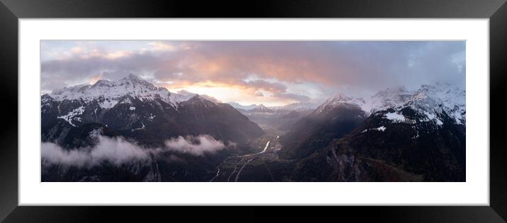 Catogne mountain Rhone Valley Martigny Switzerland Aerial Framed Mounted Print by Sonny Ryse