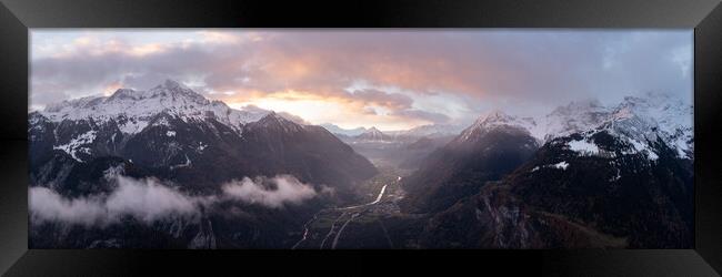 Catogne mountain Rhone Valley Martigny Switzerland Aerial Framed Print by Sonny Ryse