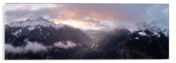 Catogne mountain Rhone Valley Martigny Switzerland Aerial Acrylic by Sonny Ryse