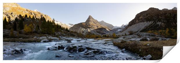 Ferpecle Glacier River Val d'Hérens valley Pennine Alps Switze Print by Sonny Ryse