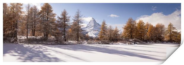 Grindjisee Alpine Lake Matterhorn Mountain Winter Snow Zermatt S Print by Sonny Ryse
