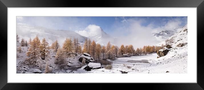 Grindjisee Alpine Lake Matterhorn Mountain Winter Snow Zermatt S Framed Mounted Print by Sonny Ryse