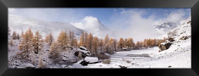 Grindjisee Alpine Lake Matterhorn Mountain Winter Snow Zermatt S Framed Print by Sonny Ryse