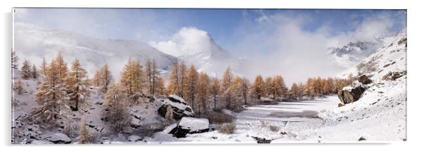Grindjisee Alpine Lake Matterhorn Mountain Winter Snow Zermatt S Acrylic by Sonny Ryse