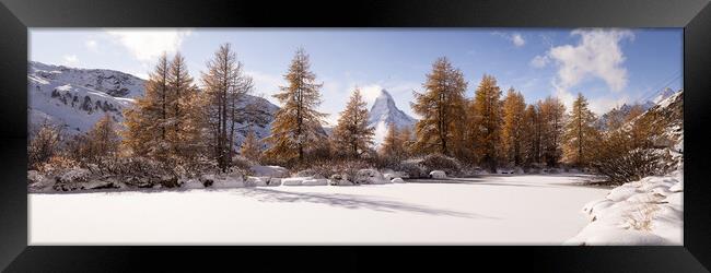 Grindjisee Alpine Lake Matterhorn Mountain Winter Snow Zermatt S Framed Print by Sonny Ryse