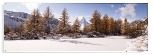 Grindjisee Alpine Lake Matterhorn Mountain Winter Snow Zermatt S Acrylic by Sonny Ryse