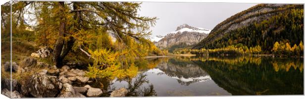 Lac de Derborence in autumn Switzerland Canvas Print by Sonny Ryse