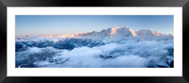 Mont Blanc Massif and Chamonix Valley at sunset in Winter French Alps Framed Mounted Print by Sonny Ryse