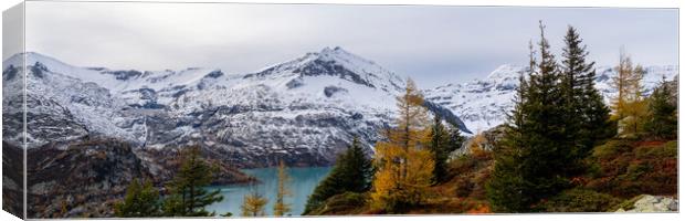 Six-Jeurs Lac d'Emosson Switzerland in Autumn Canvas Print by Sonny Ryse