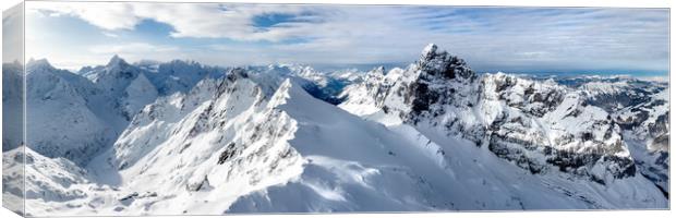Titlis mountain Engelberg Uri Alps Switzerland aerial Canvas Print by Sonny Ryse