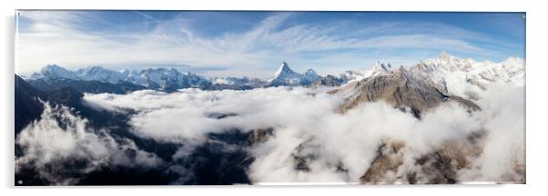 Zermatt Valley Matterhorn clould inversion aerial Switzerland Acrylic by Sonny Ryse