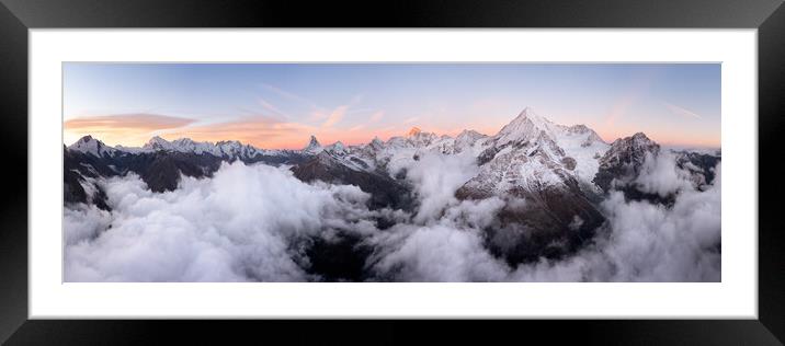 Zermatt Valley Matterhorn clould inversion at sunrise aerial Switzerland 2 Framed Mounted Print by Sonny Ryse