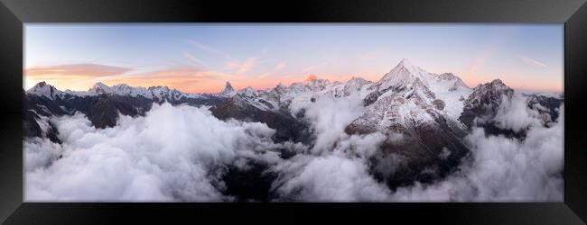 Zermatt Valley Matterhorn clould inversion at sunrise aerial Switzerland 2 Framed Print by Sonny Ryse