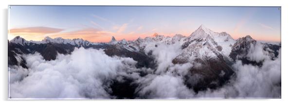 Zermatt Valley Matterhorn clould inversion at sunrise aerial Switzerland 2 Acrylic by Sonny Ryse