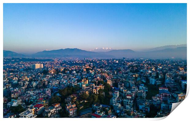 aerial view of kathmandu valley Print by Ambir Tolang