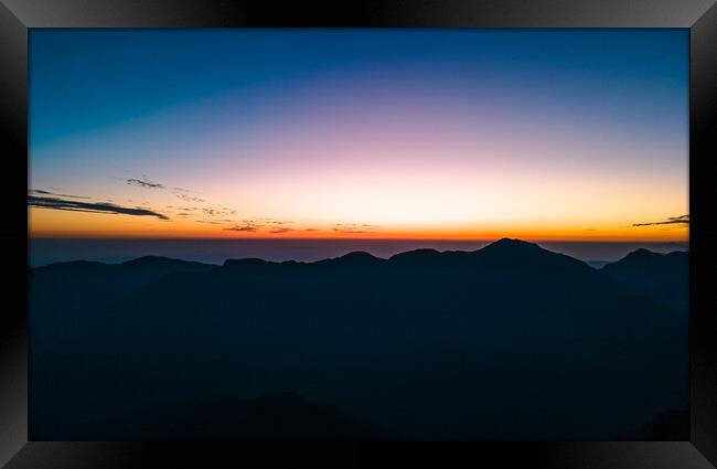 landscape view of sunrise over the Mountain Framed Print by Ambir Tolang