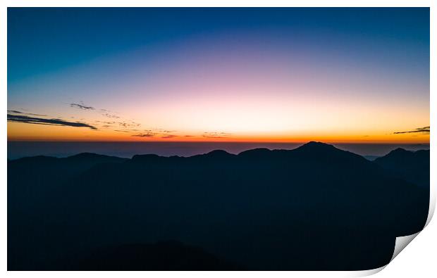 landscape view of sunrise over the Mountain Print by Ambir Tolang