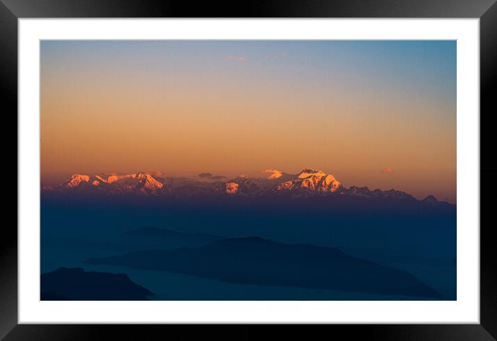 Landscape view of Snow mountain range Framed Mounted Print by Ambir Tolang
