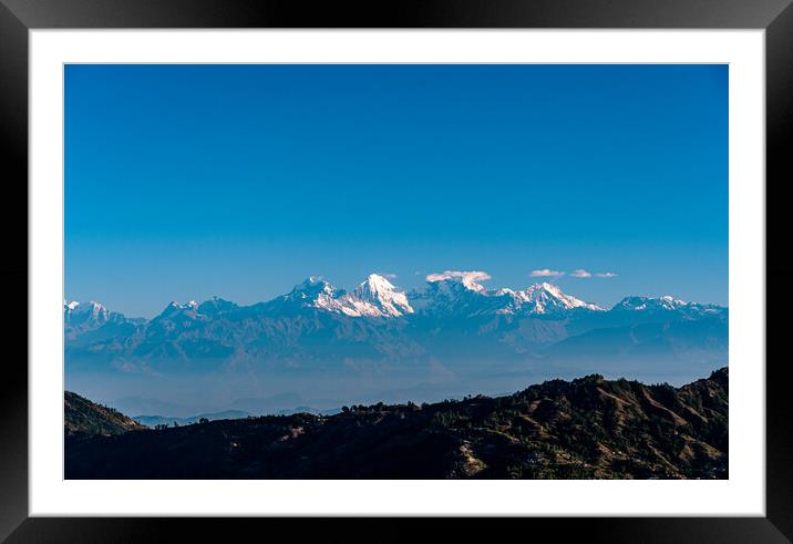 Landscape view of Snow mountain range Framed Mounted Print by Ambir Tolang