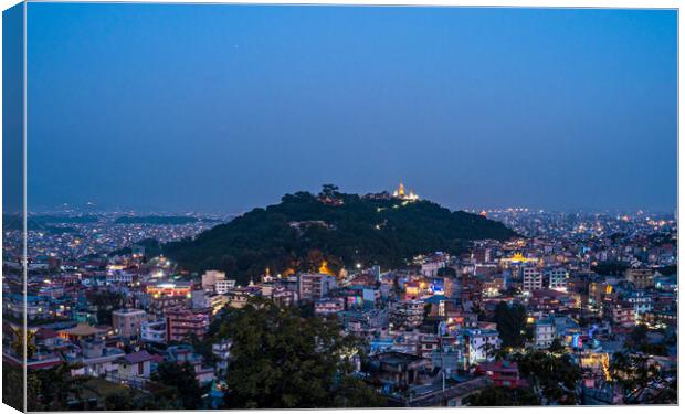 aerial view of kathmandu night cityscape Canvas Print by Ambir Tolang