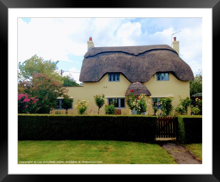 Country cottage  Framed Mounted Print by Les Schofield