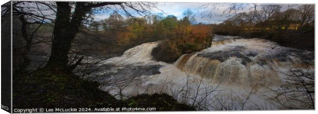 Falls of The Clyde at Bonnington Weir Canvas Print by Les McLuckie