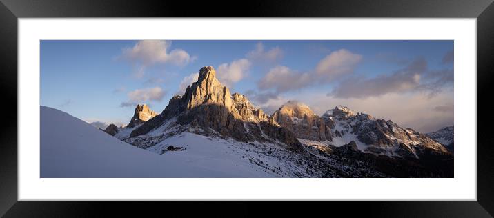 Monte Nuvolau Ra Gusela Mountain Passo Giau in winter snow Framed Mounted Print by Sonny Ryse