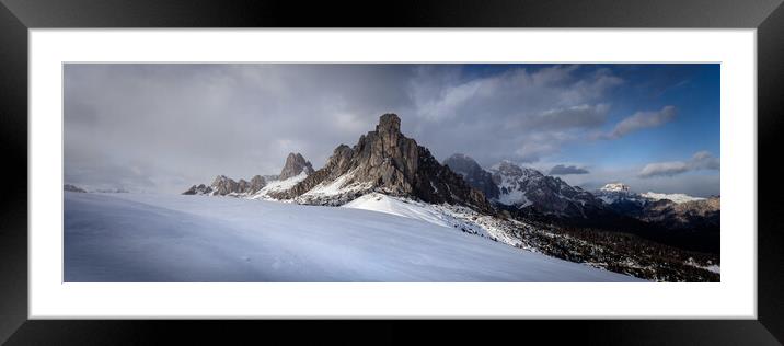 Monte Nuvolau Ra Gusela Mountain Passo Giau in winter snow 4 Framed Mounted Print by Sonny Ryse