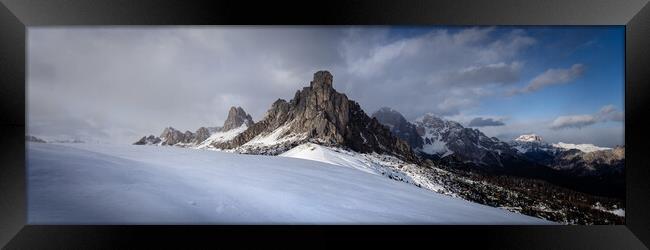 Monte Nuvolau Ra Gusela Mountain Passo Giau in winter snow 4 Framed Print by Sonny Ryse