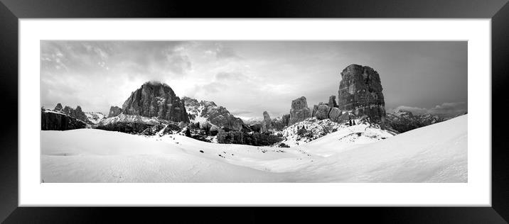 Cinque Torri Dolomiti Italy Black and white Framed Mounted Print by Sonny Ryse