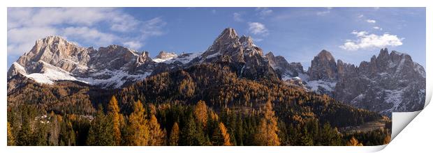 San Martino di Castrozza Mountians Passo Rolle in Autumn Italy Print by Sonny Ryse