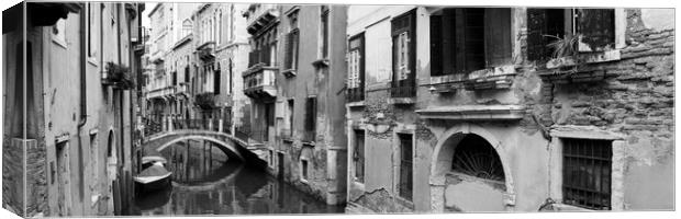 Venezia Venice Canal Italy Black and white Canvas Print by Sonny Ryse