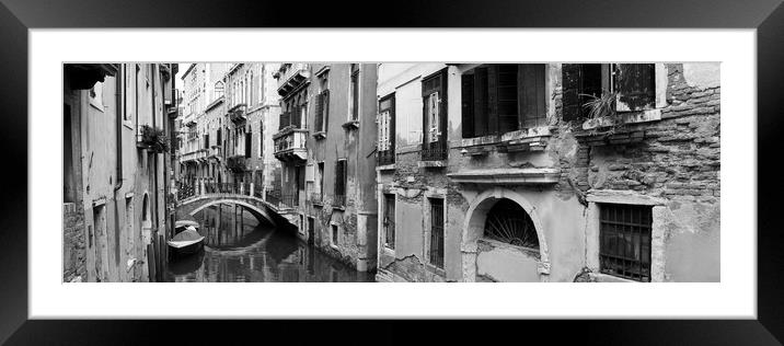 Venezia Venice Canal Italy Black and white Framed Mounted Print by Sonny Ryse