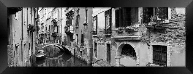 Venezia Venice Canal Italy Black and white Framed Print by Sonny Ryse