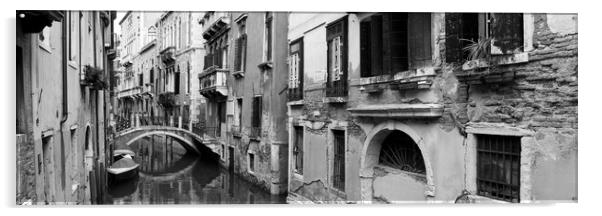 Venezia Venice Canal Italy Black and white Acrylic by Sonny Ryse
