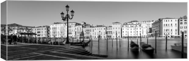 Venezia Venice Grand Canal Gondolas Italy Black and white 2 Canvas Print by Sonny Ryse
