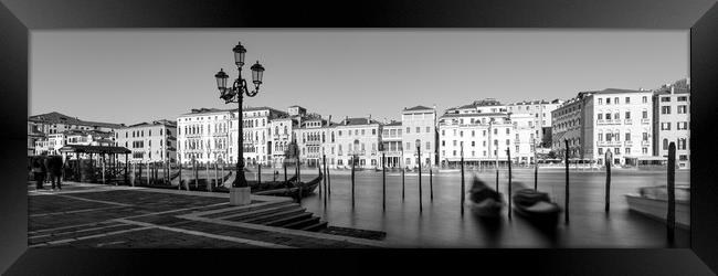 Venezia Venice Grand Canal Gondolas Italy Black and white 2 Framed Print by Sonny Ryse