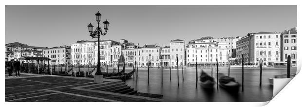 Venezia Venice Grand Canal Gondolas Italy Black and white 2 Print by Sonny Ryse