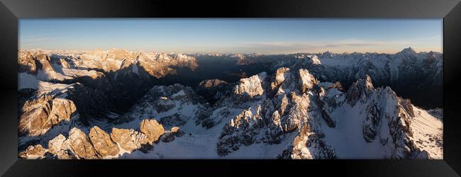 Cadini di Misurina mountains aerial Dolomiti Italy Framed Print by Sonny Ryse