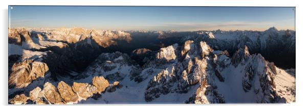 Cadini di Misurina mountains aerial Dolomiti Italy Acrylic by Sonny Ryse