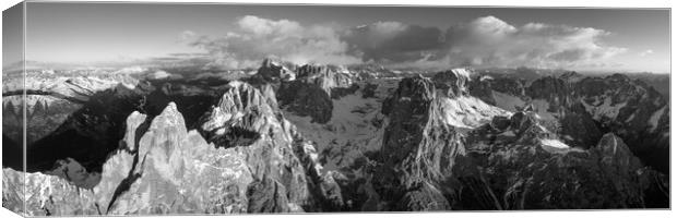 Cima di Fradusta Valle di Pradidali Pala mountains Dolomiti Dolomites Italy aerial black and white Canvas Print by Sonny Ryse