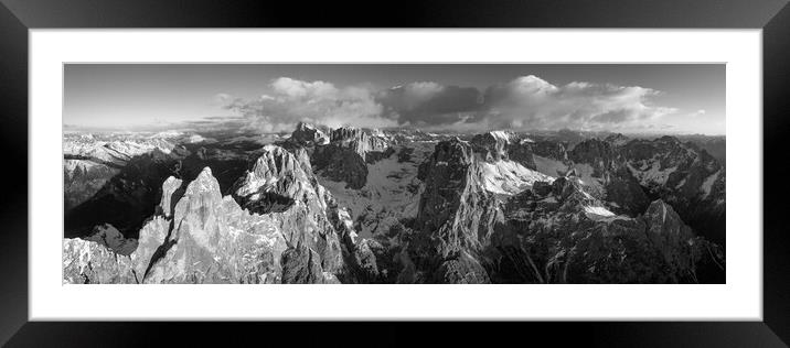 Cima di Fradusta Valle di Pradidali Pala mountains Dolomiti Dolomites Italy aerial black and white Framed Mounted Print by Sonny Ryse