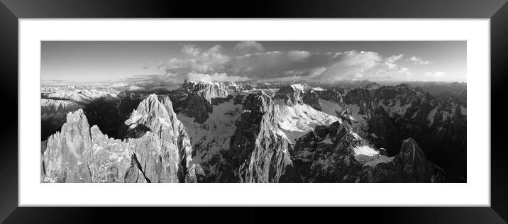 Cima di Fradusta Valle di Pradidali Pala mountains Dolomiti Dolomites Italy aerial black and white Framed Mounted Print by Sonny Ryse