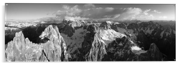 Cima di Fradusta Valle di Pradidali Pala mountains Dolomiti Dolomites Italy aerial black and white Acrylic by Sonny Ryse