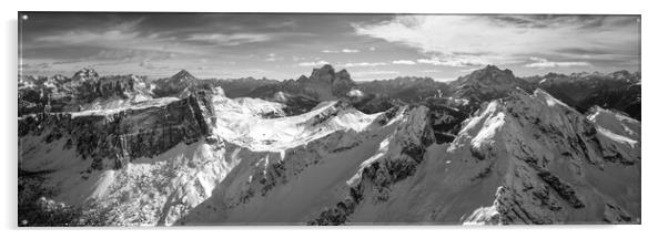 Forcella Giau Passo Giao Italian Dolomites Black and white Acrylic by Sonny Ryse