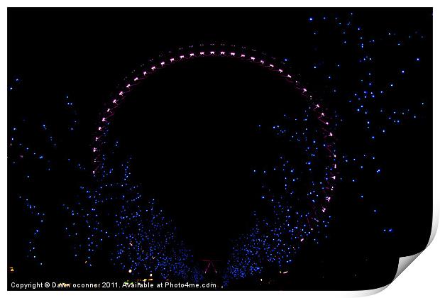 The London Eye's Lights Print by Dawn O'Connor