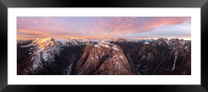 Italain Dolomites at sunrise Framed Mounted Print by Sonny Ryse