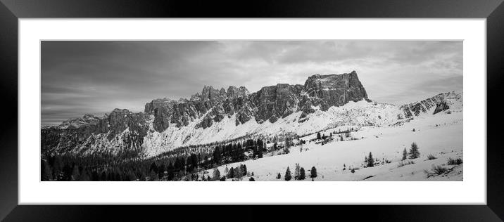 Lastoni di Formin Dolomia Passo Giau Italian Dolomites Black and white Framed Mounted Print by Sonny Ryse