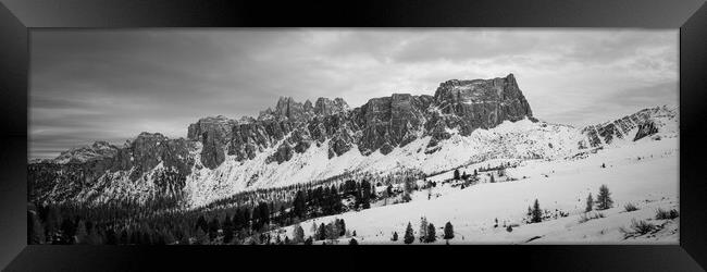 Lastoni di Formin Dolomia Passo Giau Italian Dolomites Black and white Framed Print by Sonny Ryse
